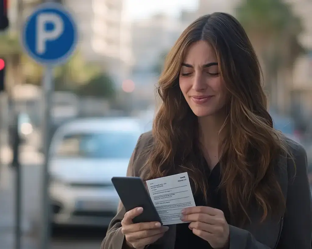 ערעור על דוח - An Israeli woman appealing a parking ticket with Road Protect
