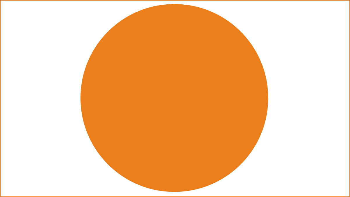 An orange circle centered on a white background with a thin orange border around the edges.